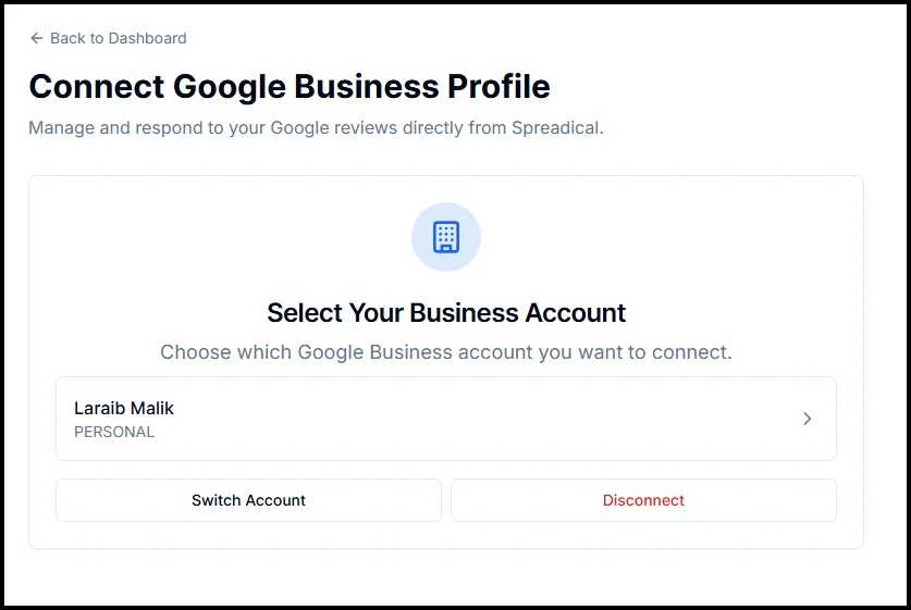 Step 11: Select your business account: connect Spreadical with WhatsApp Business
